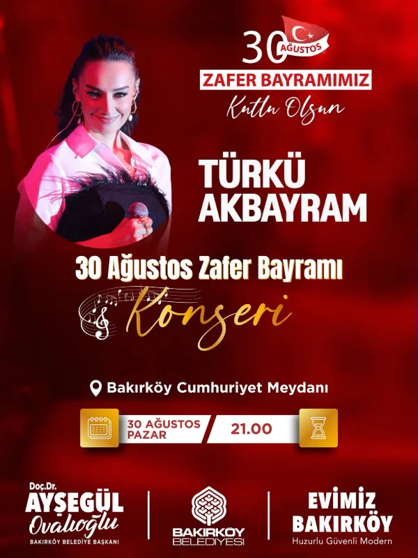 Türkü Akbayram, 30 Ağustos'ta Bakırköy'de Sahne Alacak
