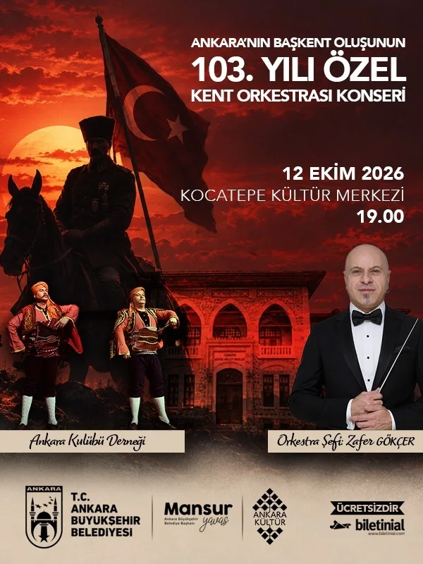 Kent Orkestrası, 12 Ekim'de Kocatepe Kültür Merkezi'nde