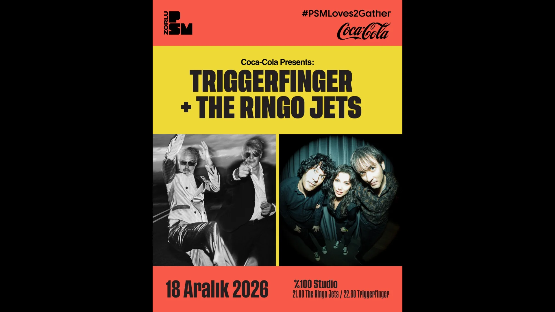 Triggerfinger ve The Ringo Jets, 18 Aralık'ta %100 Studio'da