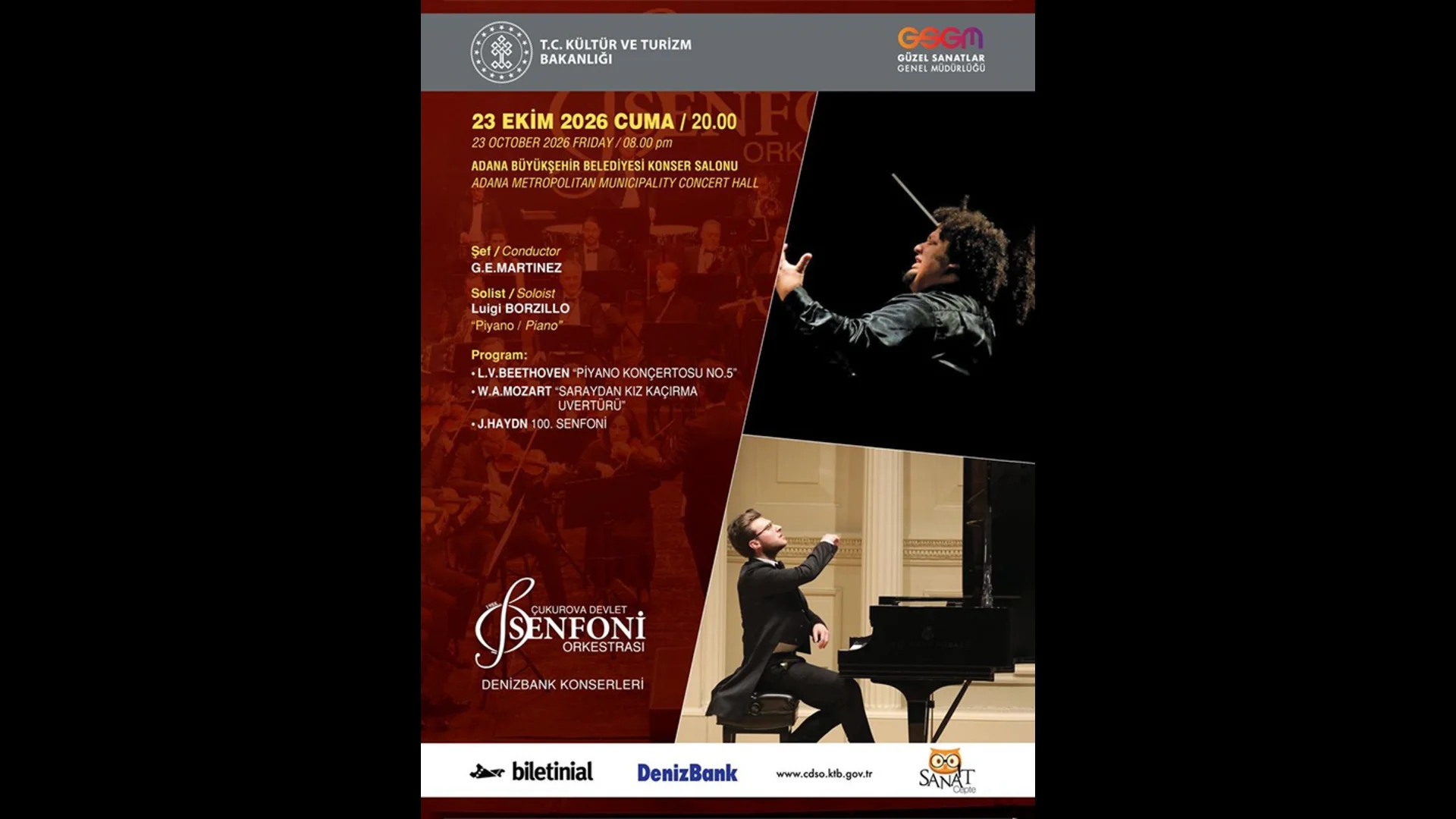ÇDSO'dan Beethoven, Mozart Ve Haydn Başyapıtları Adana'da