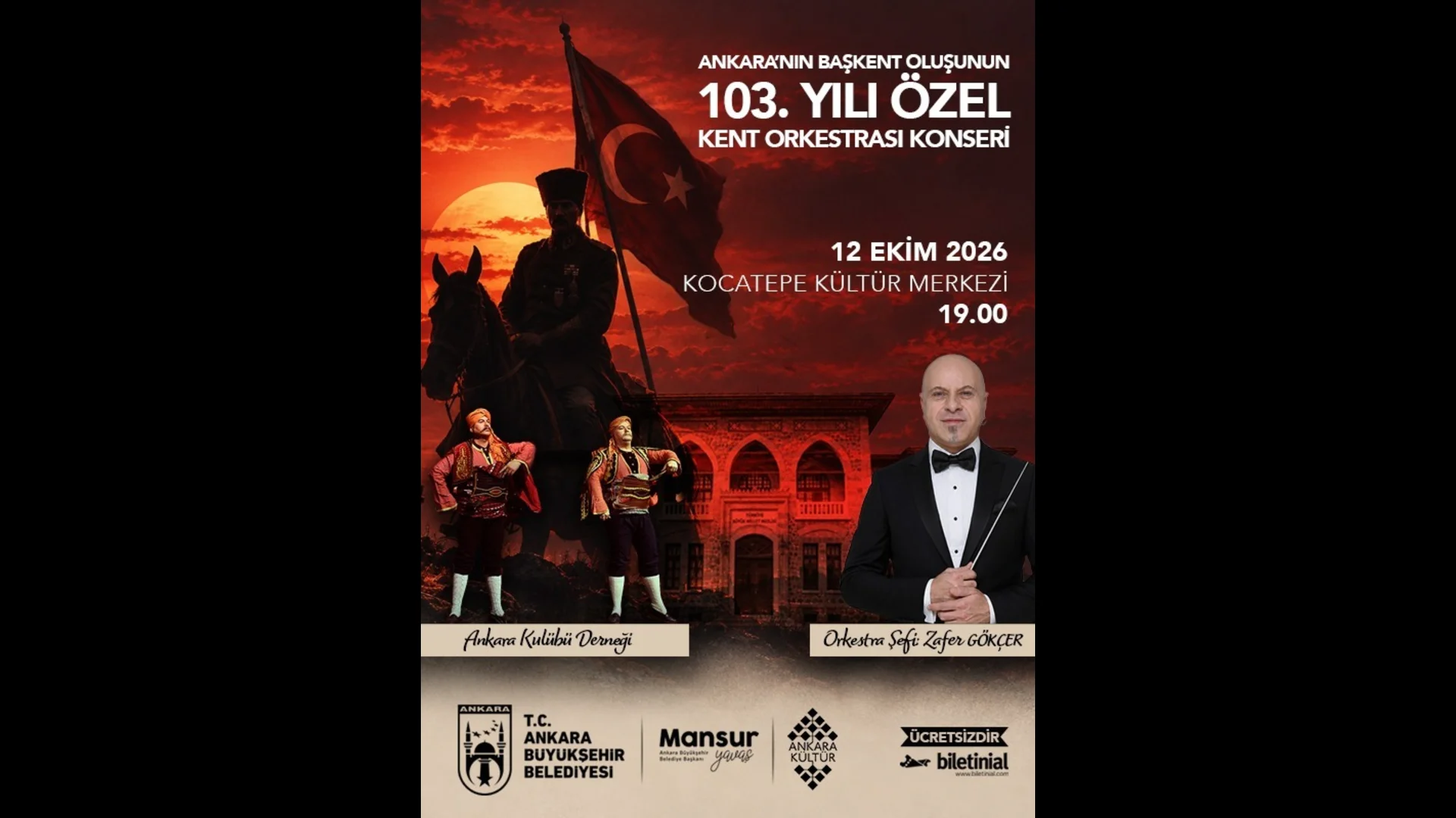 Kent Orkestrası, 12 Ekim'de Kocatepe Kültür Merkezi'nde